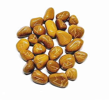 25er Runen - Set graviert aus Jaspis braun / Handgefertigt