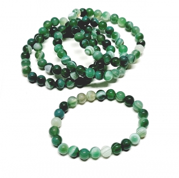 Streifenachat grn (farblich behandelt) Kugelarmband ca. 8 mm /  ca. 19 cm