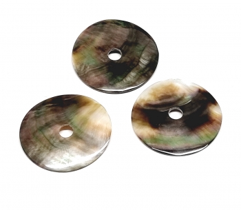 3er Set 40 mm Black LipMuschel Donut Anhnger mit 6 mm Bohrung