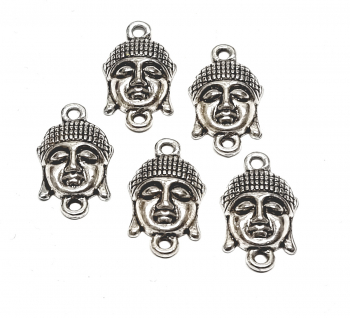 5 x Buddha Zwischentreil ca. 14x22 mm Rhodiniert