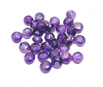 32 gebohrte Amethyst Perlen Button facettiert ca. 8-10 mm