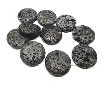 schwarze Lava Kettenstrang Scheibe ca. 40 mm / ca. 40 cm