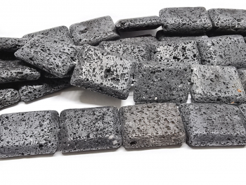 schwarze Lava Kettenstrang Rechteck ca. 30 x 40 x 13 mm / ca. 40 cm