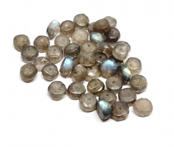 43 Labradorit Perlen Button facettiert 0,7 mm gebohrt ca. 8-9 mm