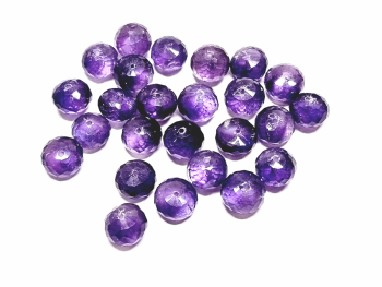 10 gebohrte Amethyst Perlen Button facettiert in Top Farbe ca. 11-12 mm