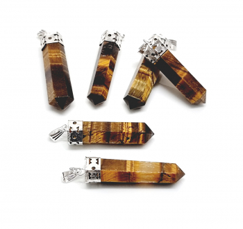 3er Set Tigerauge Stab Anhnger Hexagonal mit se ca. 35 - 50 mm