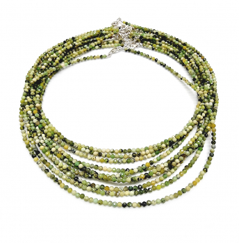 Opal grn-gelb Halskette Kugel facettiert ca. 3 mm/ ca. 45 cm mit Silberkarabiner