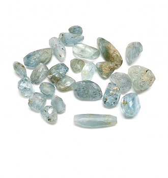 25 gebohrte natürliche Aquamarin Perlen Freiform facettiert aus Brasilien ca. 8-29 mm