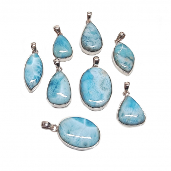 Larimar Anhnger in 925 Silber gefasst ca. 30-35 mm / ca. 3-5 Gramm