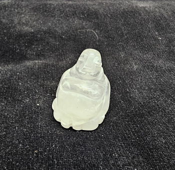 Happy Buddha - Anhnger aus Bergkristall mit senkrechter Bohrung ca. 30x25x25 mm - Einzelstck