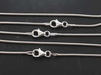 5er Set Schlangenkette aus 925 Silber mit Karabinerhaken ca. 1,2 mm / ca. 38 cm