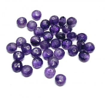 35 gebohrte Amethyst Perlen Button facettiert ca. 8-9 mm