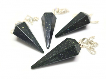 3er Set Pendel Grnfluss (syn.) Hexagonal facettiert ca. 35-40 mm an Kette ca. 21 cm
