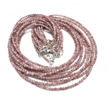Pink Opal Halskette Kugel facettiert ca. 3 mm/ ca. 45 cm mit Silberkarabiner