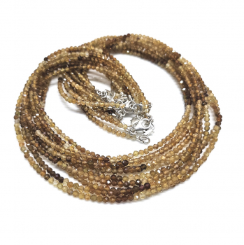 Granat Hessonit Multicolor Halskette Kugel facettiert ca. 3 mm/ ca. 45 cm mit Silberkarabiner