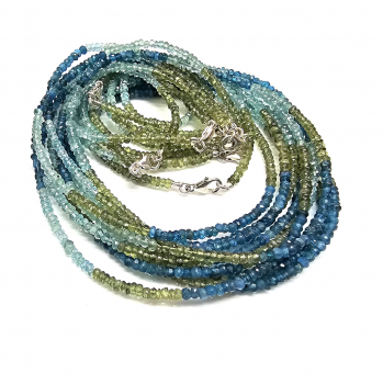 Apatit multicolor Halskette Button facettiert ca. 3-4 mm / ca. 45 cm mit 925er Silberkarabiner