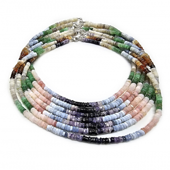 Opal Multi-Mix Halskette ca. 5-7 mm/ ca. 45 cm mit 925 Silberkarabiner