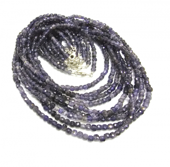 Iolith Halskette Wrfel facettiert ca. 4 mm / ca. 45 cm mit 925er Silberkarabiner