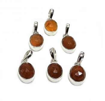 Carneol Anhnger oval facettiert in 925 Silber gefasst ca. 23x10 mm