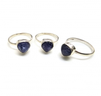 Tansanit Fingerring Herz in 925 Silber gefasst