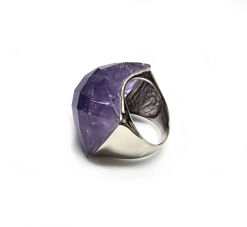 Amethyst Fingerring facettiertin 925 Silber Gr. 18.5 / Einzelstck