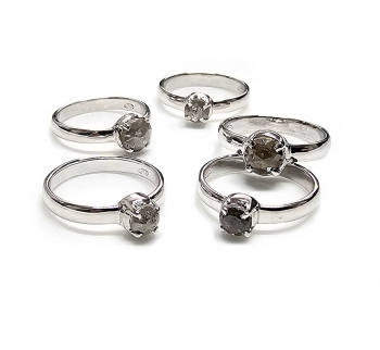 Diamant facettiert Fingerring in 925 Silber rhodiniert