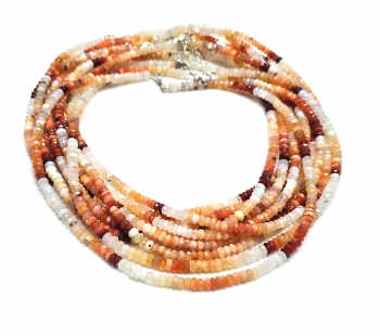 Feueropal Halskette Button facettiert ca. 4-6 mmca. 45 cm mit 925 Silberkarabiner