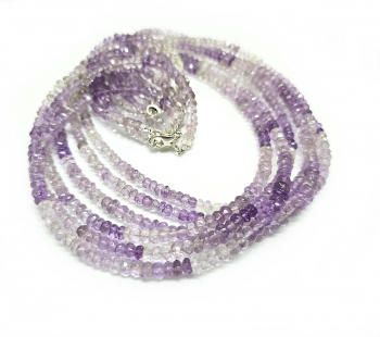 Amethyst multi Halskette Button facettiert ca. 5 mm / ca. 45 cm mit 925 Silberkarabiner
