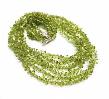 Peridot Halskette Tropfen A-Qual. ca. 5-7 mm / ca. 45 cm mit 925 Silberkarabiner