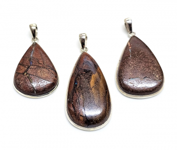 Boulder - Opal Anh�nger Tropfen in 925 Silber gefasst ca. 45-55 mm