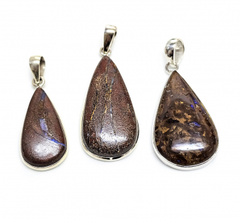 Boulder - Opal Anh�nger Tropfen in 925 Silber gefasst ca. 40-50 mm