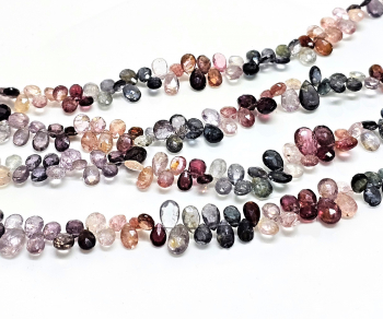 Spinell Tropfenstrang facettiert in Multicolor ca. 5x7 mm / ca 40 cm