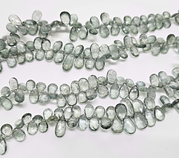 Aquamarin moos�A Qualit�t facettierter Tropfenstrang�ca. 6 x 9/13�mm / ca. 22 cm