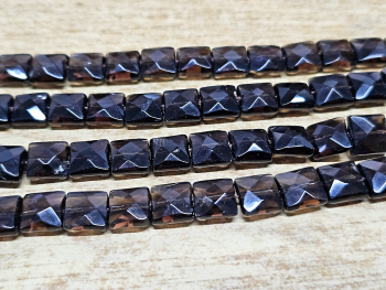 Rauchquarz Kettenstrang Quadrat facettiert ca. 10 x 10 mm / ca. 40 cm