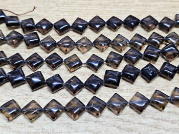 Rauchquarz Kettenstrang Rechteck diagonal gebohrt ca. 10 mm / ca. 40 cm