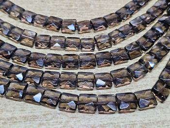 Rauchquarz Kettenstrang Rechteck facettiert ca. 12 x 12 mm / ca. 40 cm