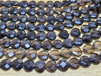 Rauchquarz Kettenstrang Herz facettiert ca. 14 x 14 mm / ca. 40 cm