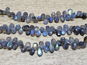 Labradorit Kettenstrang Tropfen facettiert ca. 6-8 x 9-11 mm / ca. 40 cm