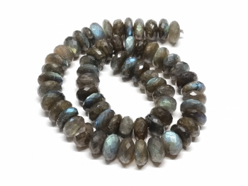 Labradorit Button facettiert Kettenstrang in A-Qualit�t ca. 13-14 mm / ca. 42 cm - Einzelst�ck