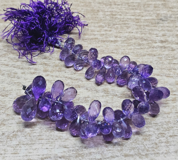 Amethyst Kettenstrang Pampel facettiert AA Qualit�t ca. 6x8 - 8x12 mm / ca. 15 cm