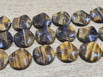 Tigerauge Kettenstrang Scheibe gewellt ca. 25 mm / ca. 40 cm