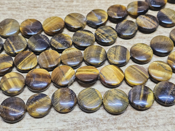 Tigerauge Kettenstrang Scheibe ca. 16 mm / ca. 40 cm