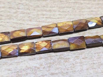 Perlmutt goldfarben Kettenstrang Rechteck facettiert ca. 14x10 mm / ca. 40 cm