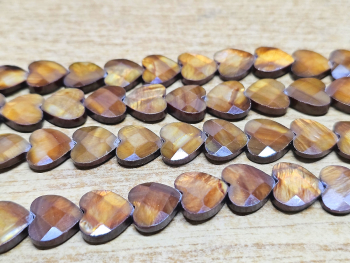 Perlmutt goldfarben Kettenstrang Herz facettiert ca. 14 mm / ca. 40 cm