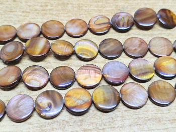 Perlmutt goldfarben Kettenstrang Scheibe ca. 18 mm / ca. 40 cm