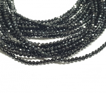 schwarzer Spinell Kettenstrang Kugel facettiert ca. 2�mm�/ ca. 42 cm
