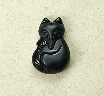 Obsidian Anubis / Fuchs Anh�nger ca. 38 x 25 mm - Einzelst�ck