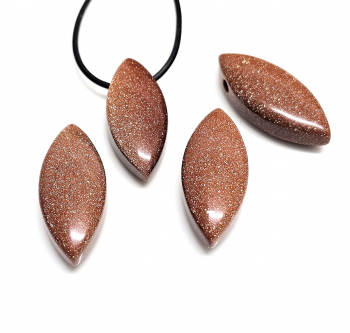 Navette Anh�nger Goldfluss (syn.) ca. 2,5 mm gebohrt ca. 40x18 mm