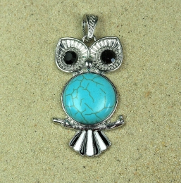 2er Set gro�e Eule Anh�nger T�rkis rec.�ca. 57x28 mm - Einzelset