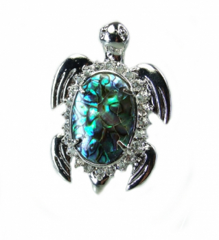 3er Set Abalone Muschel Anh�nger Schildkr�te verziert ca. 49 x 35 mm - Einzelset